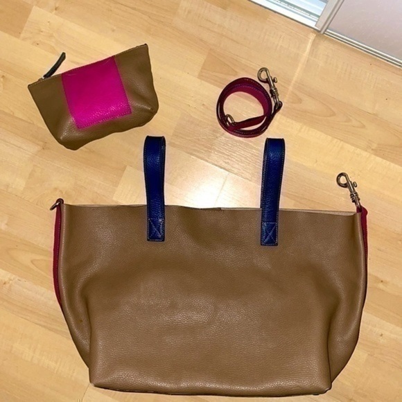 Sirni Pelletteria Roma Italy purse crossbody genuine leather large shopping bag - Picture 7 of 14